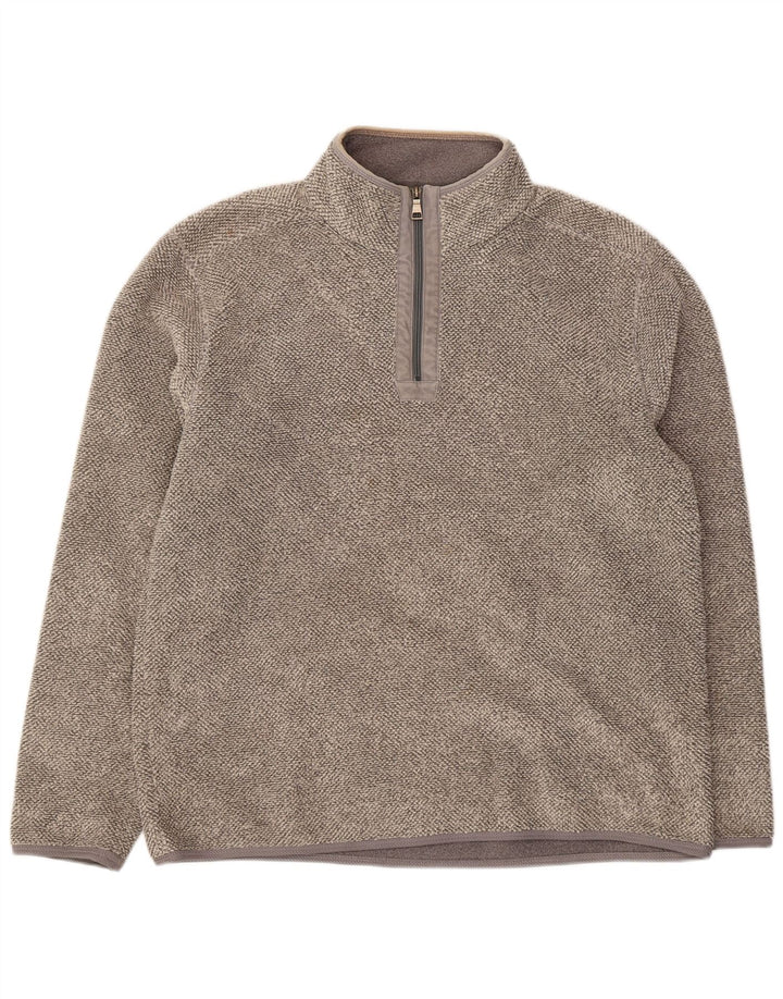 Marks & Spencer Herren-Sweatshirt mit Reißverschluss am Hals, groß, aus grauem Polyester