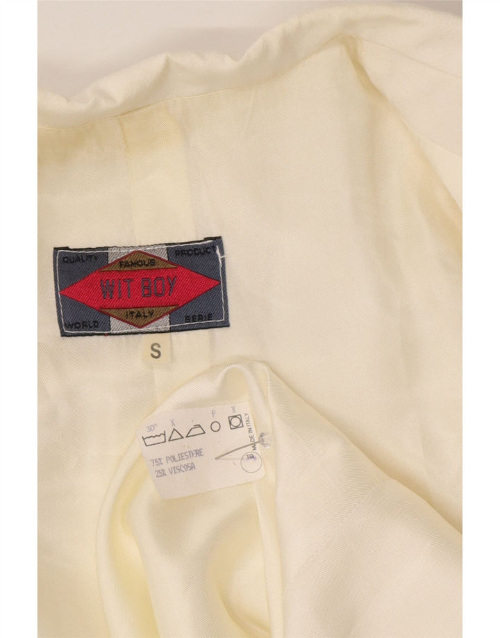 Wit Boy Damen-Blazer mit 3 Knöpfen, Gr. 10, Größe S, cremefarbenes Polyester