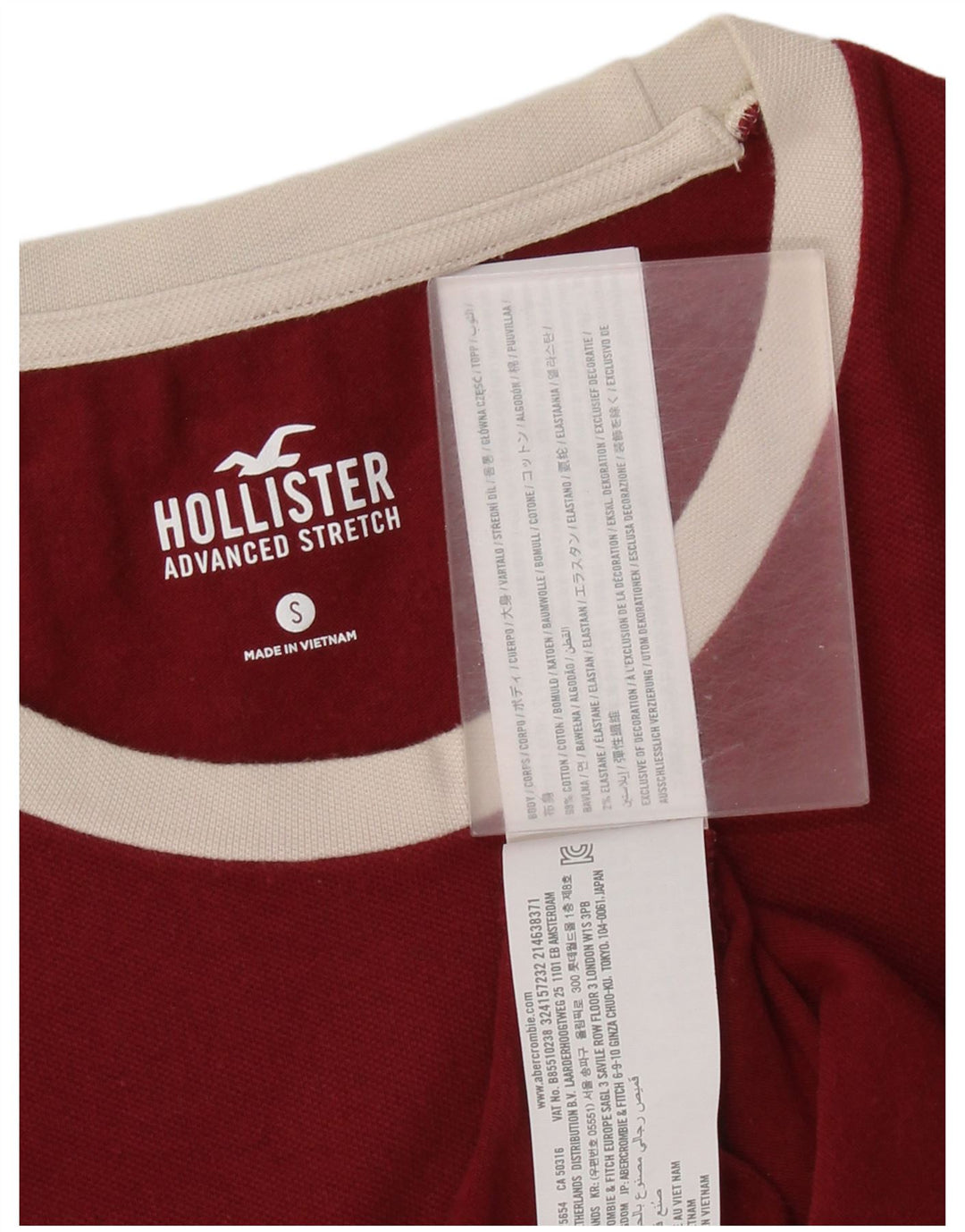 Hollister Herren T-Shirt Top Small Burgund Baumwolle