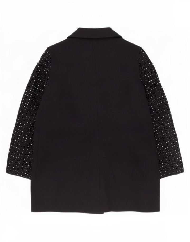 Zara Damen Mantel UK 14 Große marineblau gefleckte Wolle