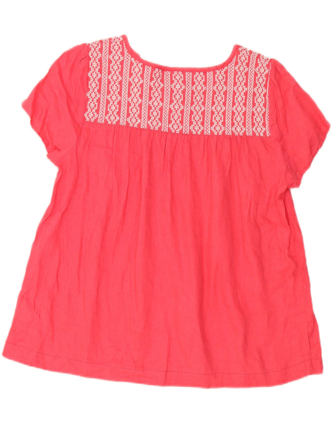 Marks & Spencer Damen-Blusenoberteil, UK-Größe 46, groß, rosa, geometrisches Leinen