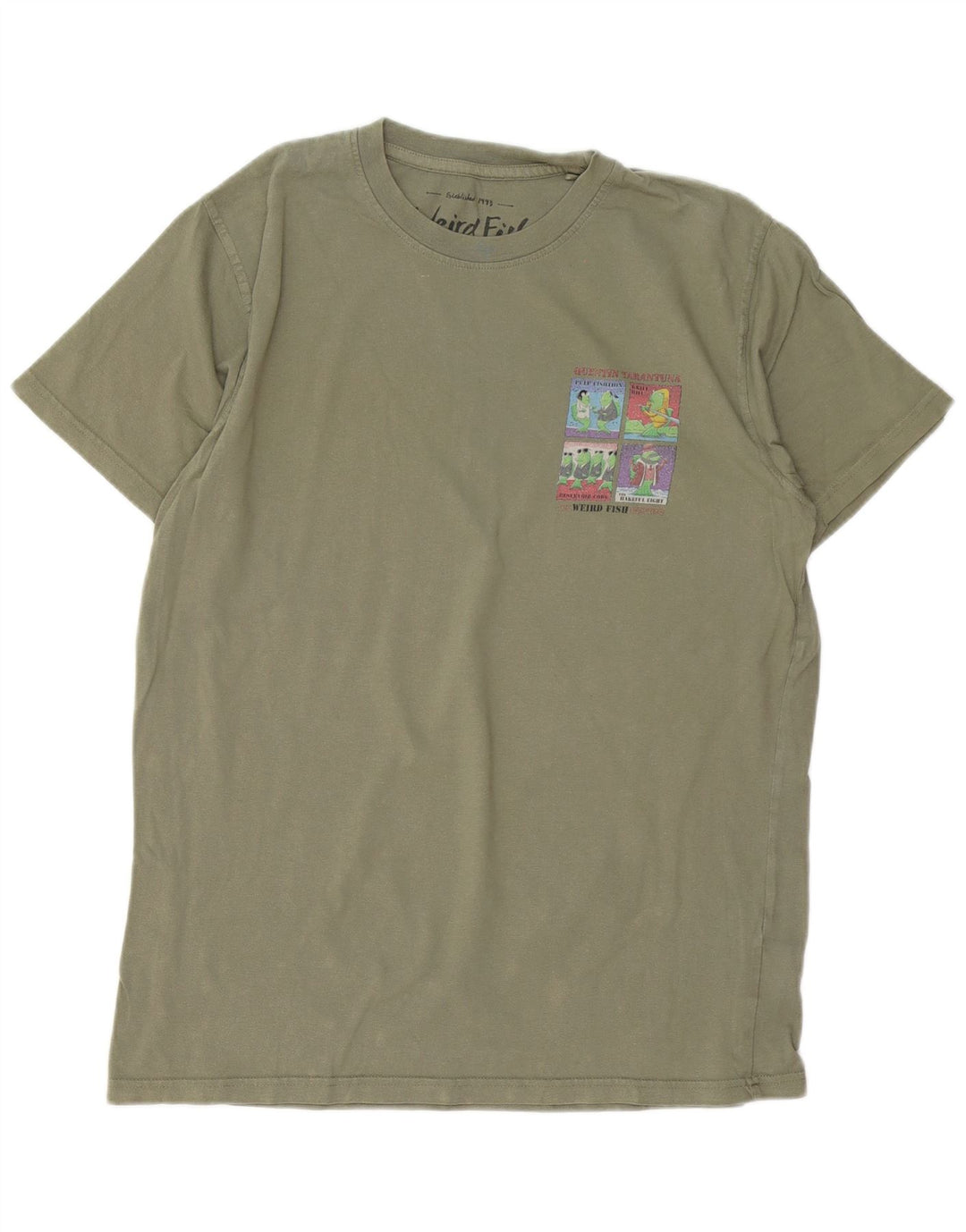 Weird Fish Herren-T-Shirt mit Grafik, Größe L, Khaki, Baumwolle