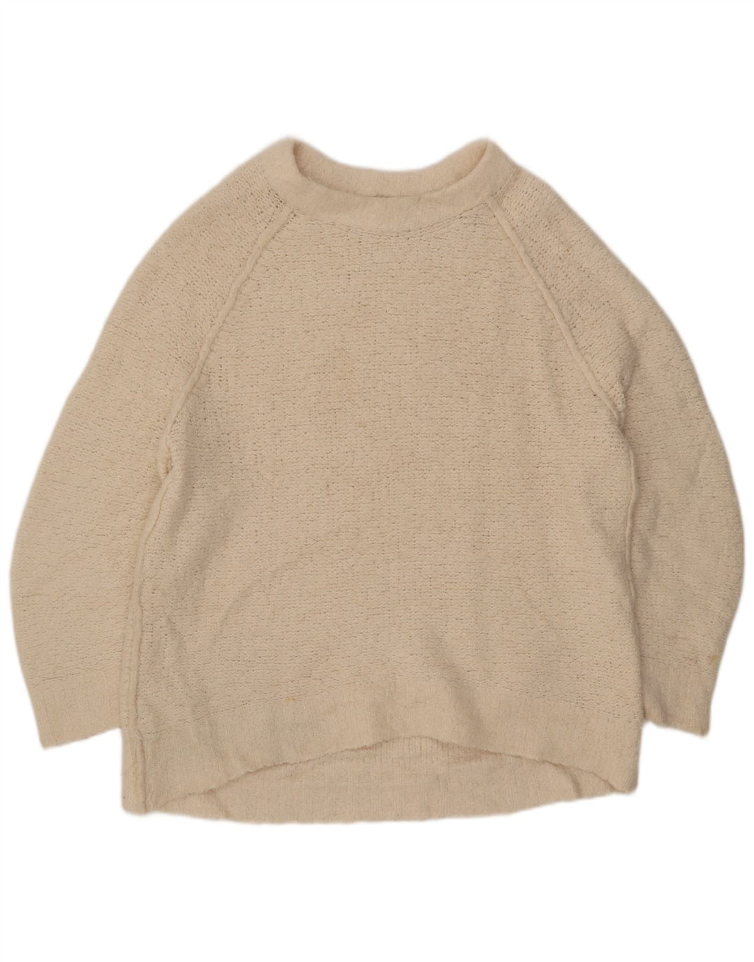 Vintage Damen Übergroßer Pullover mit U-Boot-Ausschnitt, UK 14, Mittelweiß