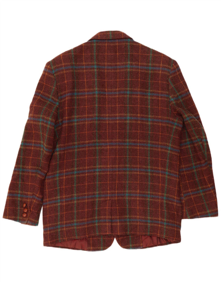 Sisley Herren-Blazer mit 2 Knöpfen, UK 42, XL, Burgunderrot, kariert, klassisch