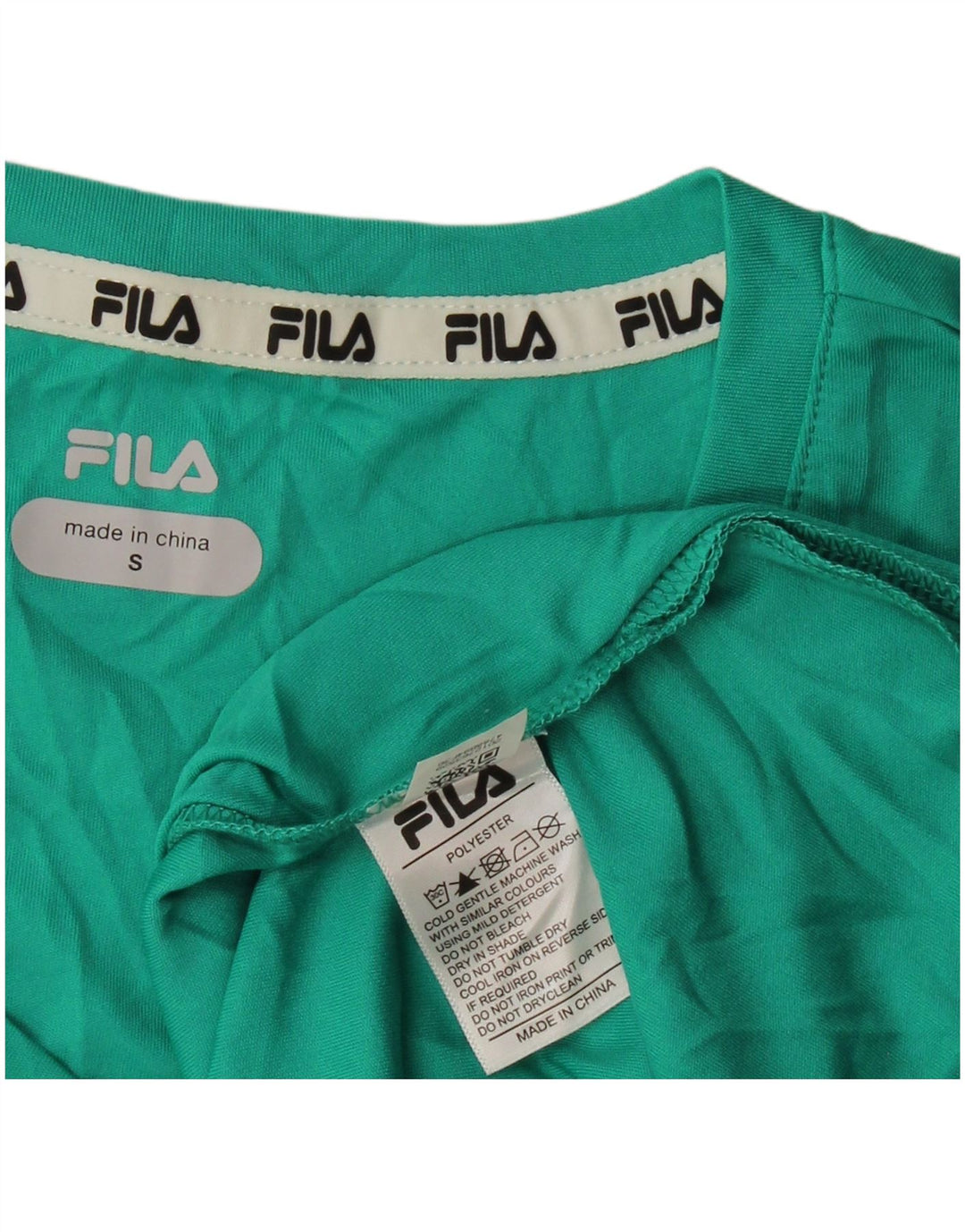 FILA Womens Graphic T-Shirt Top UK 10 Small Green Polyester