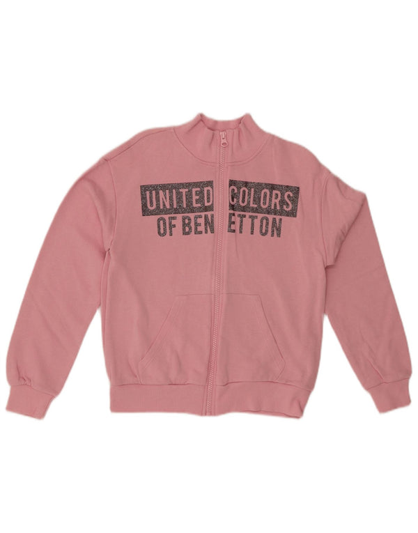 BENETTON Mädchen-Trainingsanzugoberteil mit Grafik, 10–11 Jahre, XL, rosa, Baumwolle