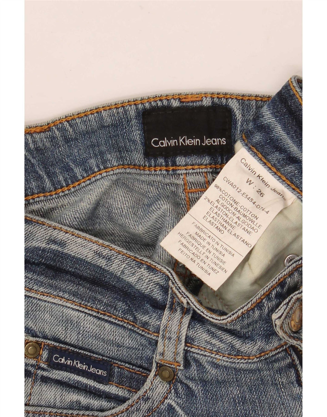 Calvin Klein Damen Slim Jeans W26 L30 Blaue Baumwolle