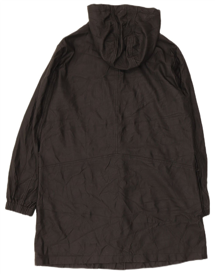 Zara Damen Regenmantel mit Kapuze UK 14 Medium Schwarz