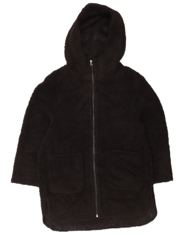 Zara Damen-Fleecejacke mit Kapuze, übergroß, UK 6, XS, Schwarz, Polyester