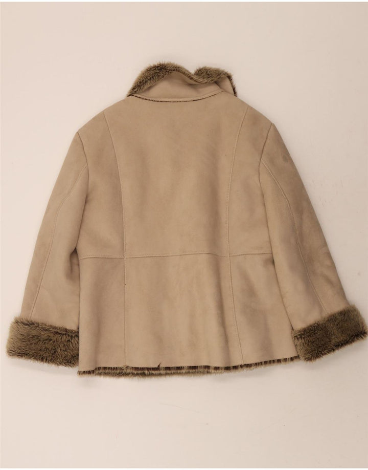 DAVID BARRY Womens Sherpa Jacket UK 20 2XL Beige Vintage David Barry and Second-Hand David Barry from Messina Hembry 