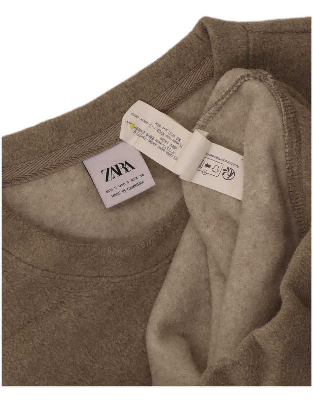 Zara Herren-Sweatshirt mit lockerer Passform, klein, beige, Polyester