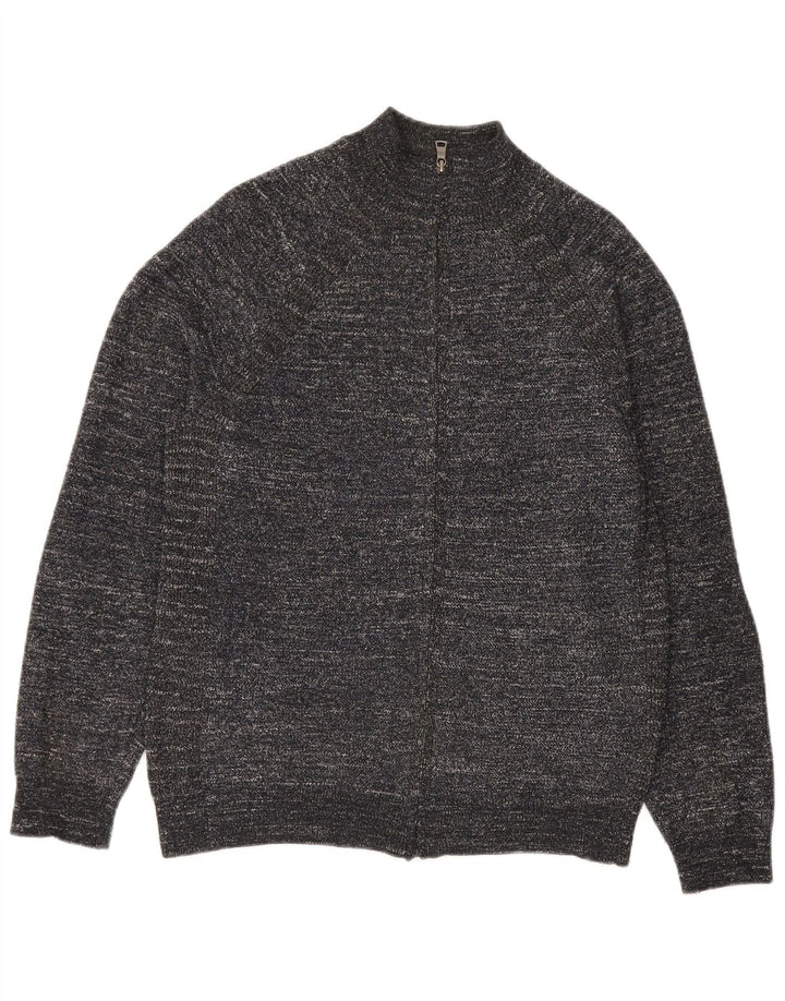 Marks & Spencer Herren-Strickjacke aus mittelgrau meliertem Polyester