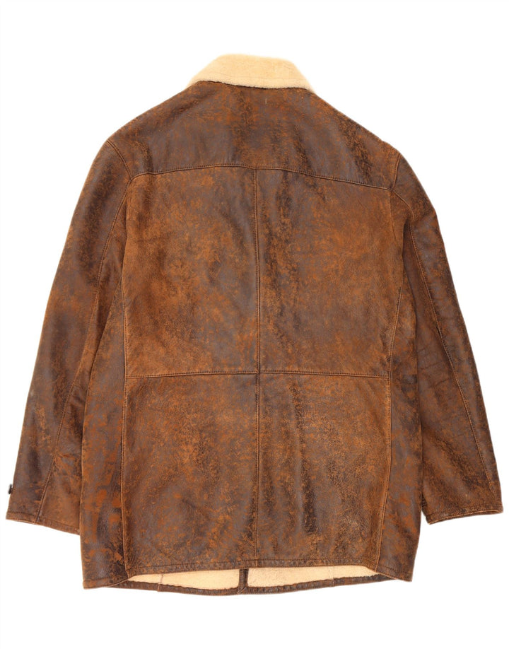 Marlboro Classics Herren Shearling Jacke UK 42 XL Braunes Schaffell