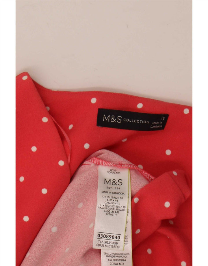Marks & Spencer Damen Etuikleid UK 16 Large Pink Spotted Polyester