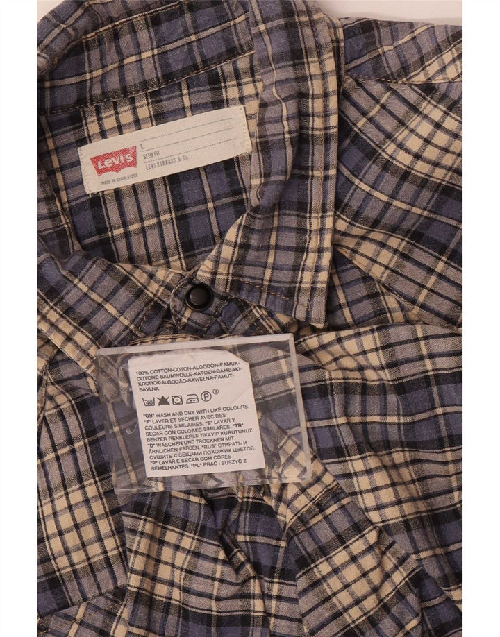 Levi's Herren-Slim-Fit-Hemd, groß, blau kariert, Baumwolle