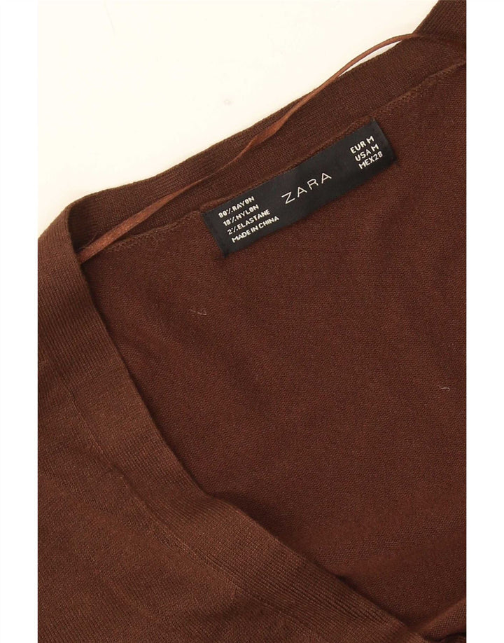 Zara Damen-Cardigan-Pullover UK 14 Mittelbrauner Rayon