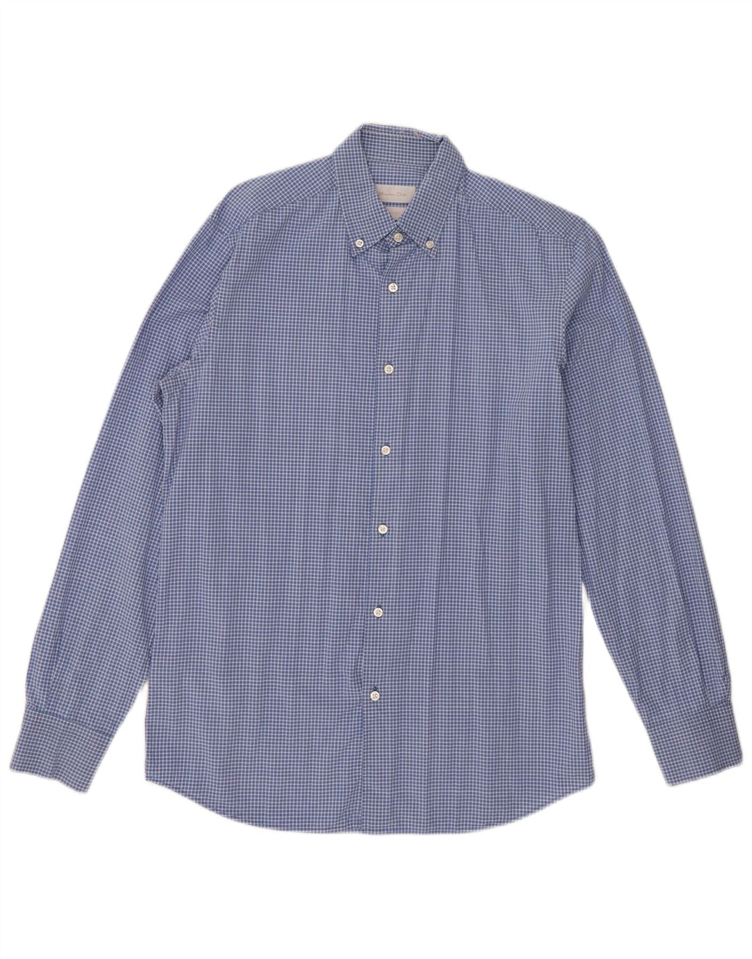Massimo Dutti Herrenhemd aus mittelblauer Gingham-Baumwolle