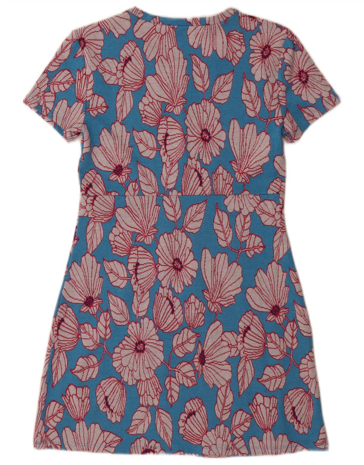 Zara Damen Basic Kleid UK 12 Mittelblau geblümt