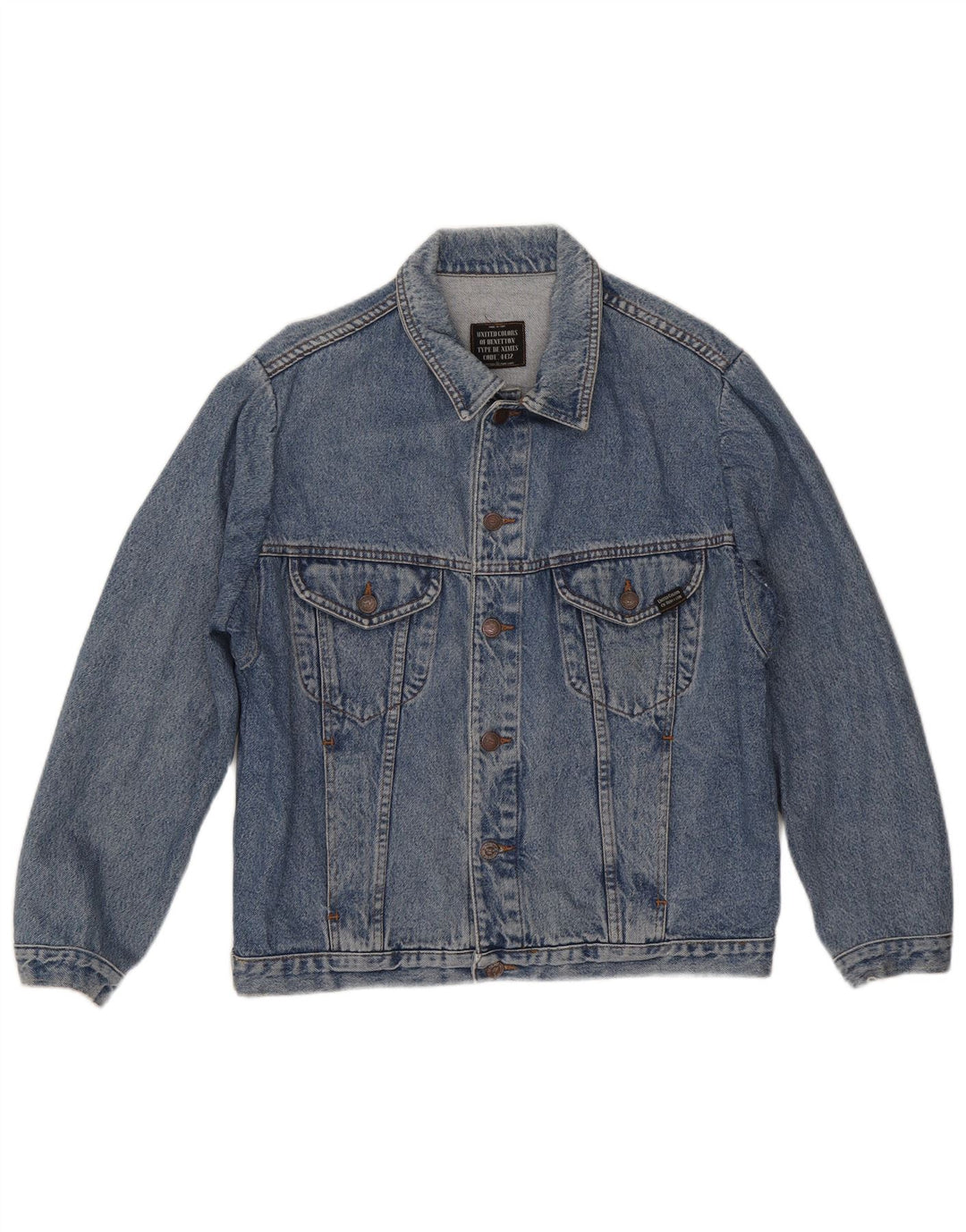 Benetton Herren Jeansjacke IT 50 Large Blau Baumwolle