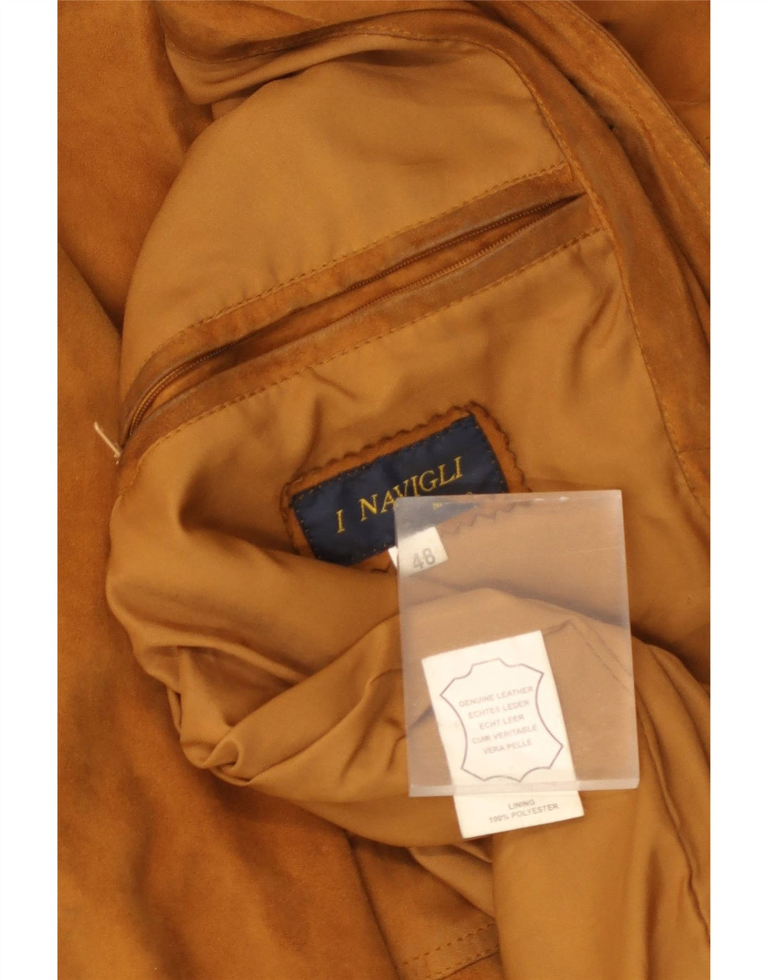 I NAVIGLI Herren Wildleder Bomberjacke IT 48 Mittelbraunes Leder