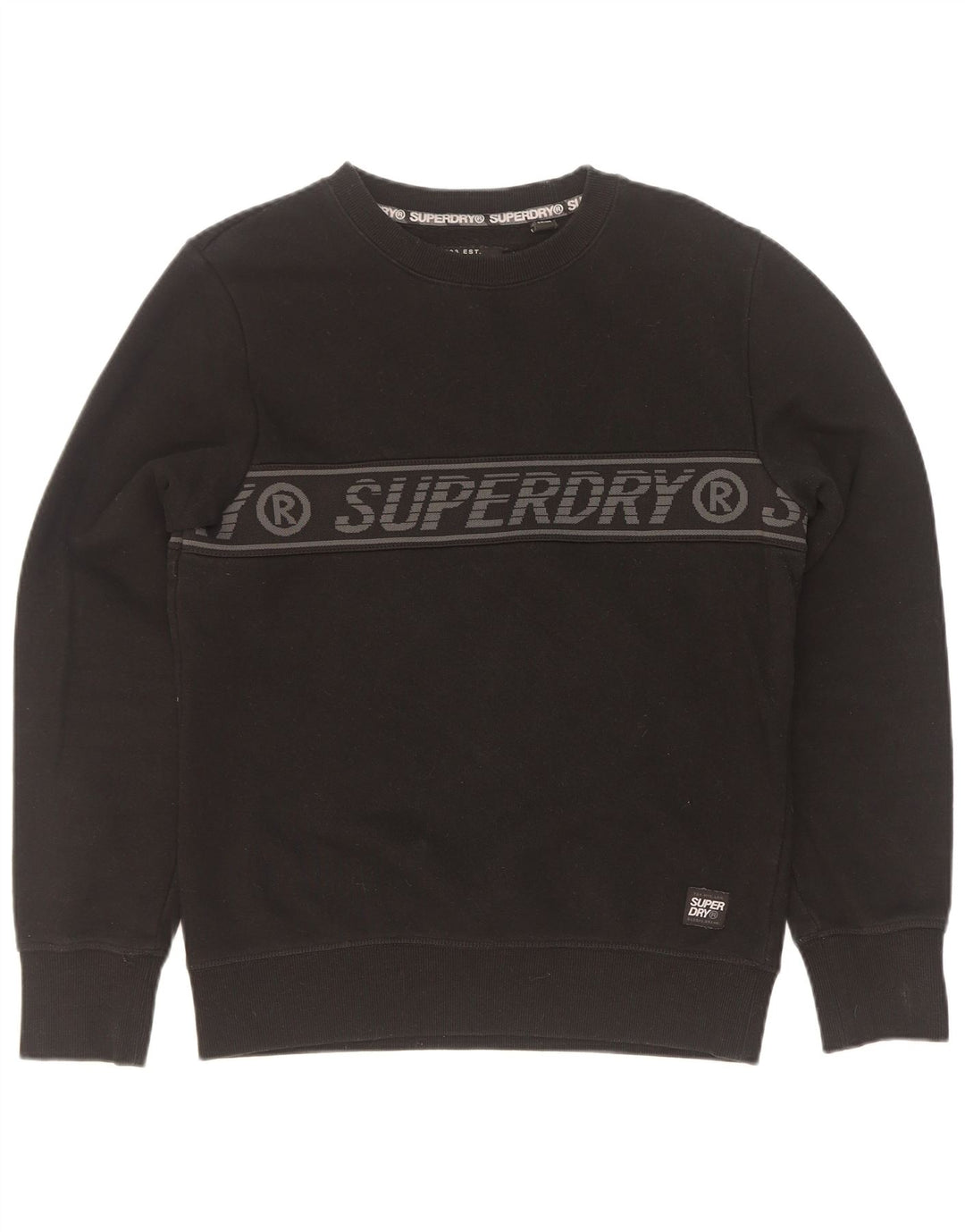 Superdry Herren-Sweatshirt mit Grafik, Größe S, schwarze Baumwolle