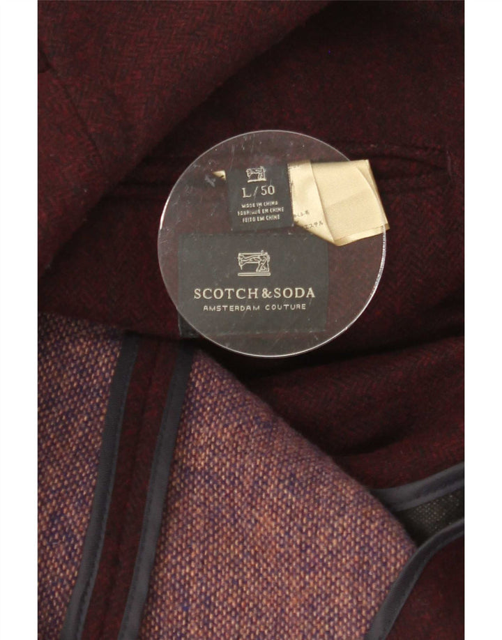 Scotch & Soda Herren-Blazer mit 3 Knöpfen, IT 50, große burgunderrote Wolle