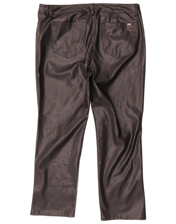 Zara Damen Gerade Kunstlederhose EU 46 2XL W36 L27 Schwarz