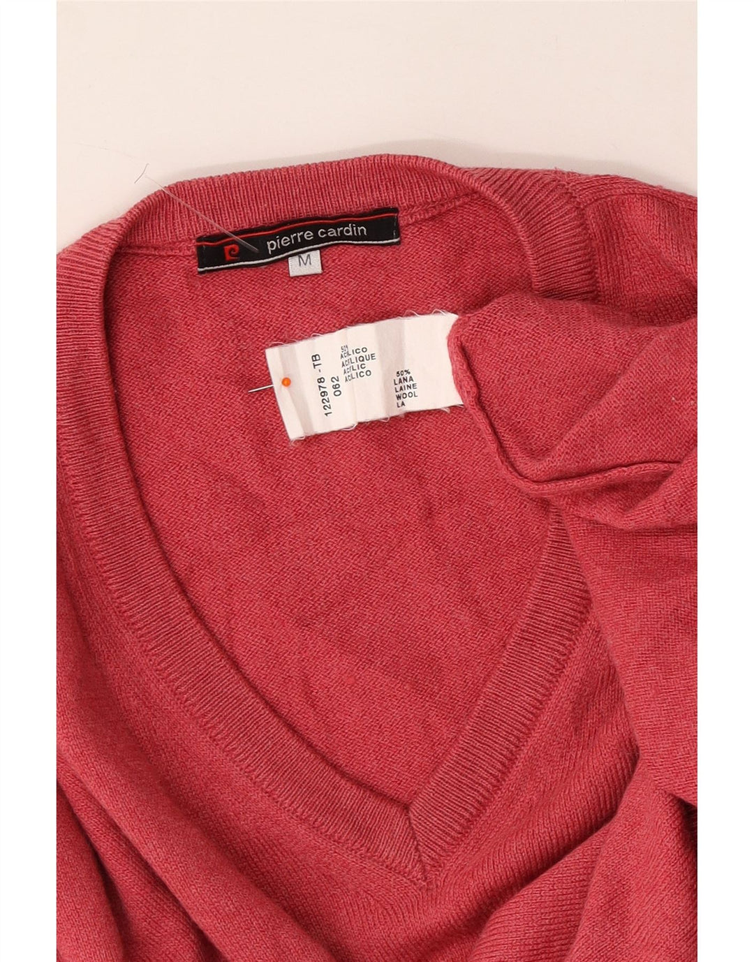PIERRE CARDIN Herren-Pullover mit V-Ausschnitt aus mittelroter Wolle