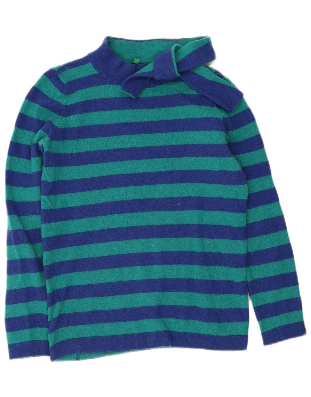 Benetton Damen-Pullover mit Rollkragen, Gr. 10, klein, blau gestreift