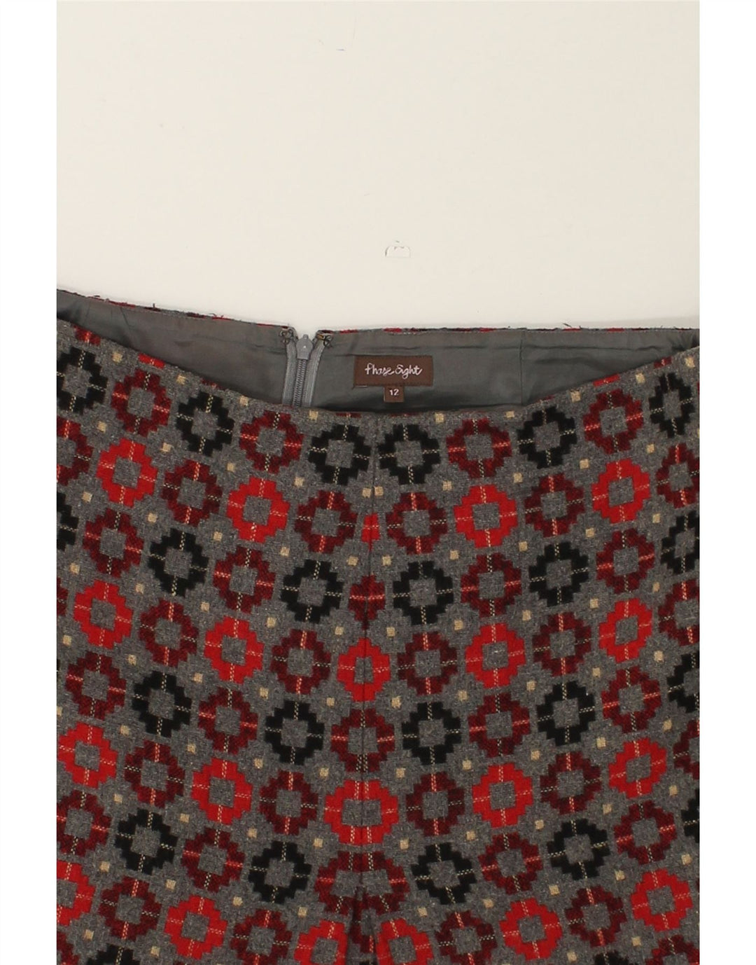 PHASE EIGHT Womens A-Line Skirt US 12 Large W32 Grey Geometric Polyester | Vintage Phase Eight | Thrift | Second-Hand Phase Eight | Used Clothing | Messina Hembry 