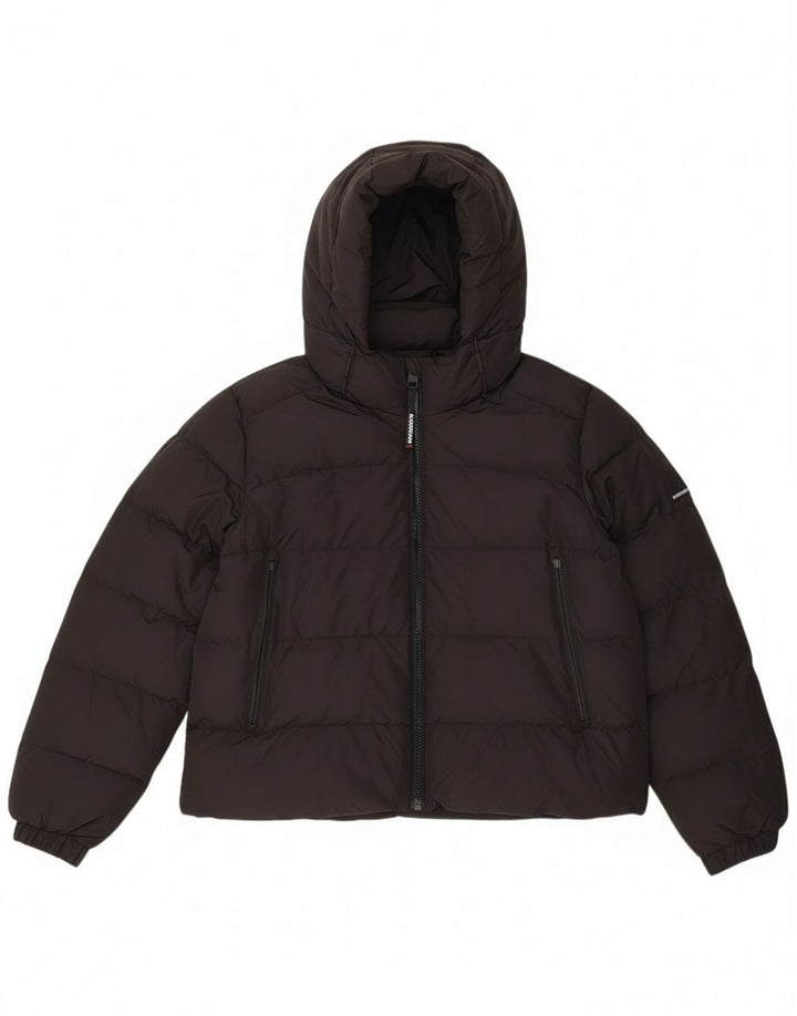 Superdry Damen Crop Hooded Wattierte Jacke UK 16 Large Schwarz Polyester