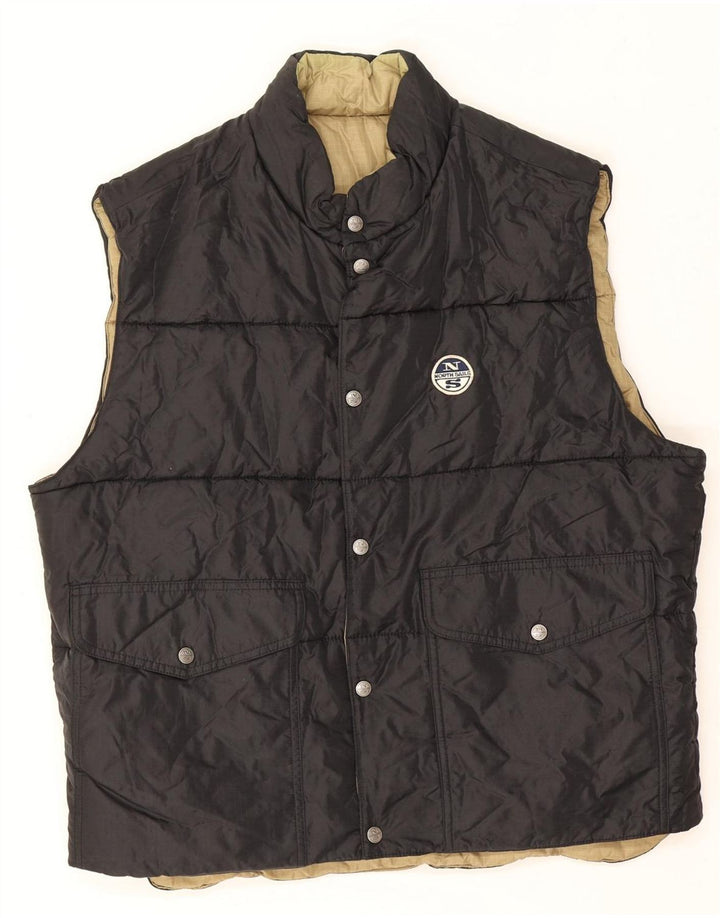 North Sails Herren Reversible Wattierte Weste UK 40 Large Schwarz