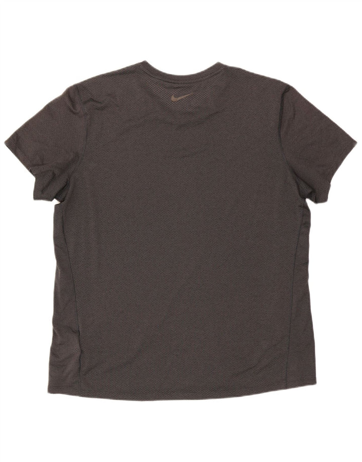 Nike Herren Dri Fit T-Shirt Top XL Graues Colourblock-Polyester