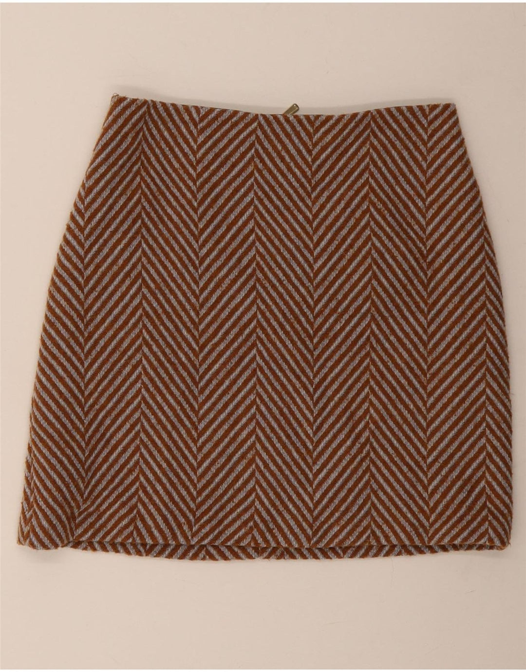 Marks & Spencer Damen Minirock UK 10 Small W30 Braunes Fischgrätenmuster