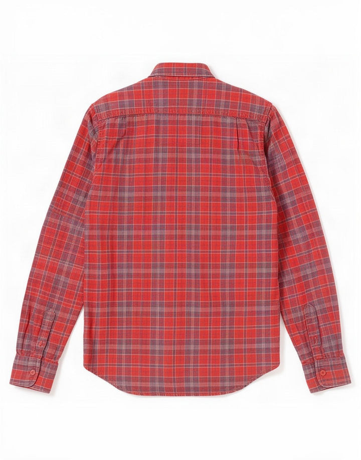 Superdry Herren-Flanellhemd, groß, rot kariert, Baumwolle
