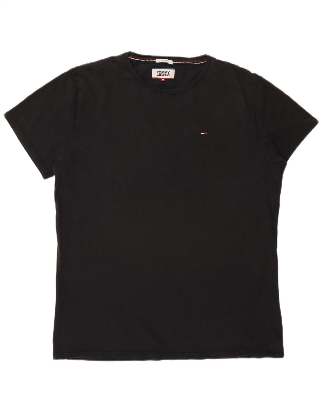 TOMMY HILFIGER Herren-T-Shirt mit normaler Passform, mittelschwarze Baumwolle