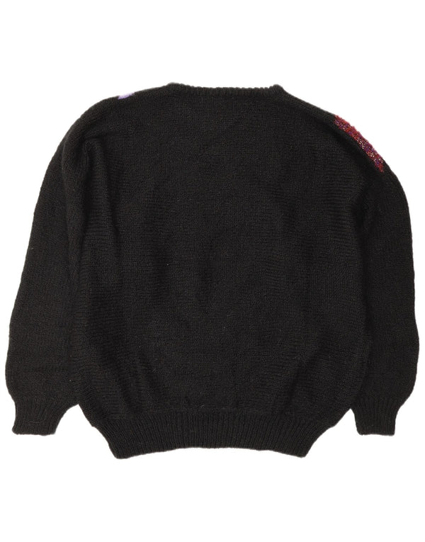 C&A Damen Pullover mit grafischem Rundhalsausschnitt, Gr. 18, XL, Schwarz, Acryl