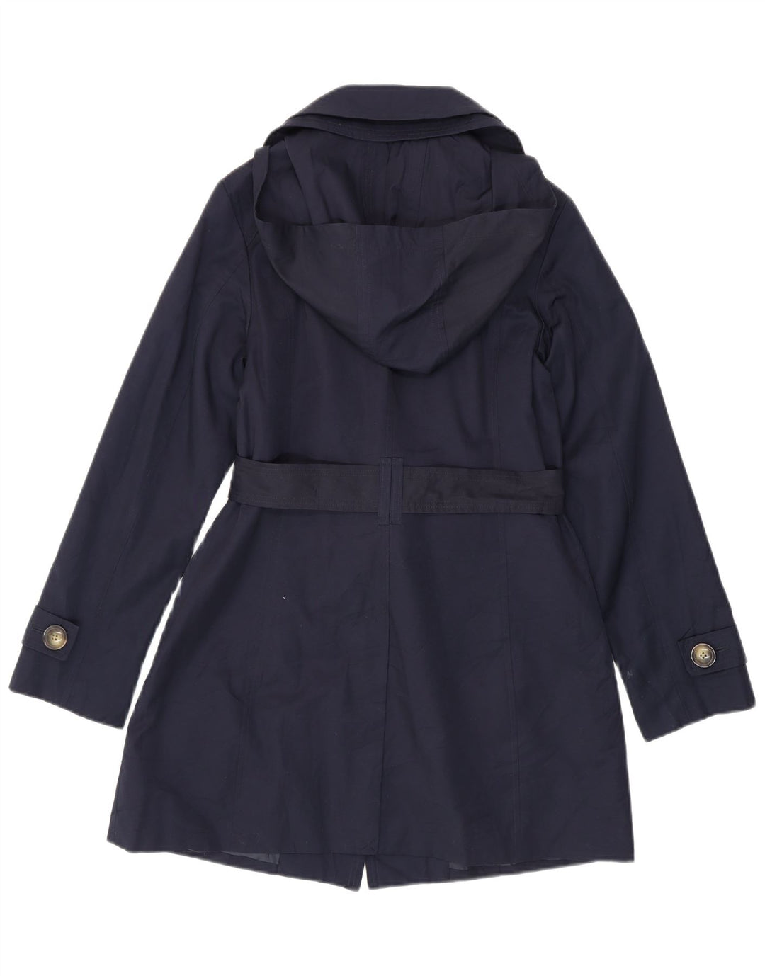 LONDON FOG Damen-Trenchcoat mit Kapuze, UK 10, Größe S, Marineblau, Baumwolle