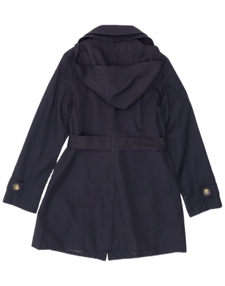 LONDON FOG Damen-Trenchcoat mit Kapuze, UK 10, Größe S, Marineblau, Baumwolle
