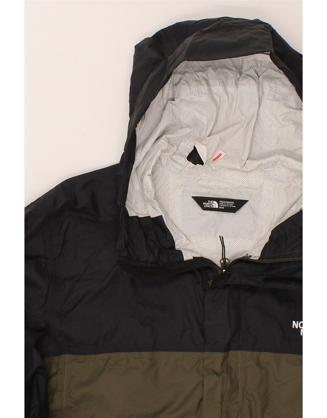 THE NORTH FACE Herren-Regenjacke mit Kapuze, UK 38, mittlerer Khaki-Farbblock