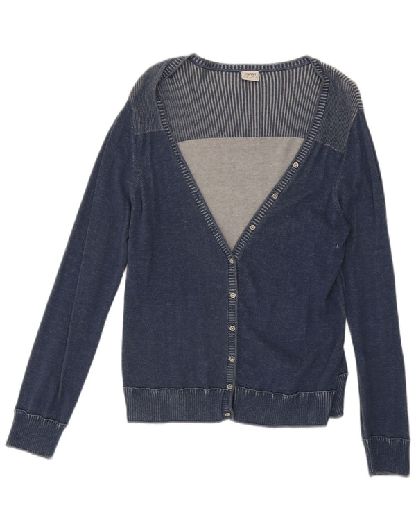 Esprit Damen-Cardigan-Pullover UK 18 XL Blaue Nadelstreifen-Baumwolle