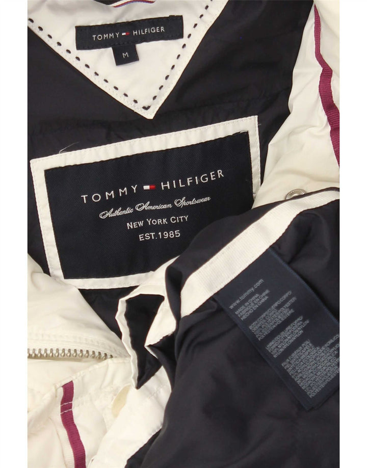 Tommy Hilfiger Wattierter Damenmantel mit Kapuze, UK 12, Mittelweiß, Polyester