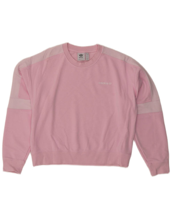 ADIDAS übergroßer Damen-Sweatshirt-Pullover, Gr. 8, klein, rosa, Farbblock