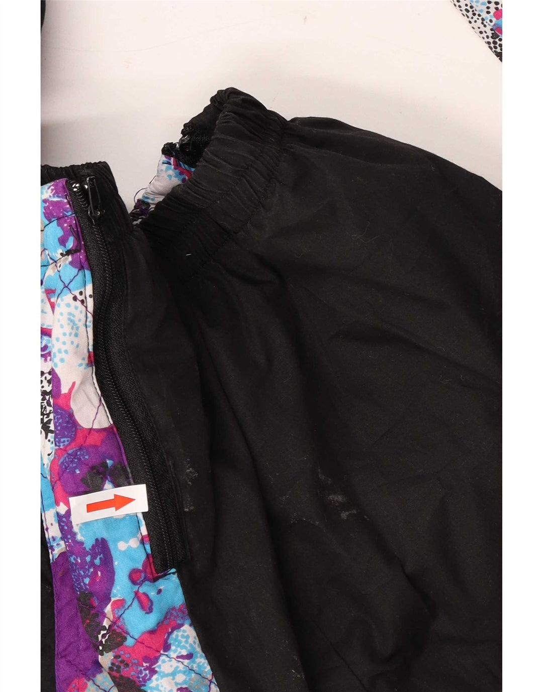 Vintage Herren-Skioverall mit Kapuze, Mittelschwarz, Farbblock-Polyester