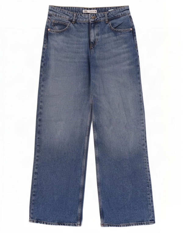 Zara Damen-Jeans mit weitem Bein, EU 40, mittelgroß, W30, L32, blaue Baumwolle
