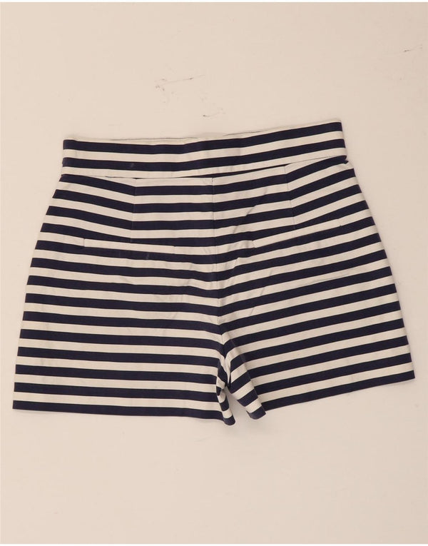 Zara Damen Hotpants Medium W28 Marineblau gestreift aus Baumwolle