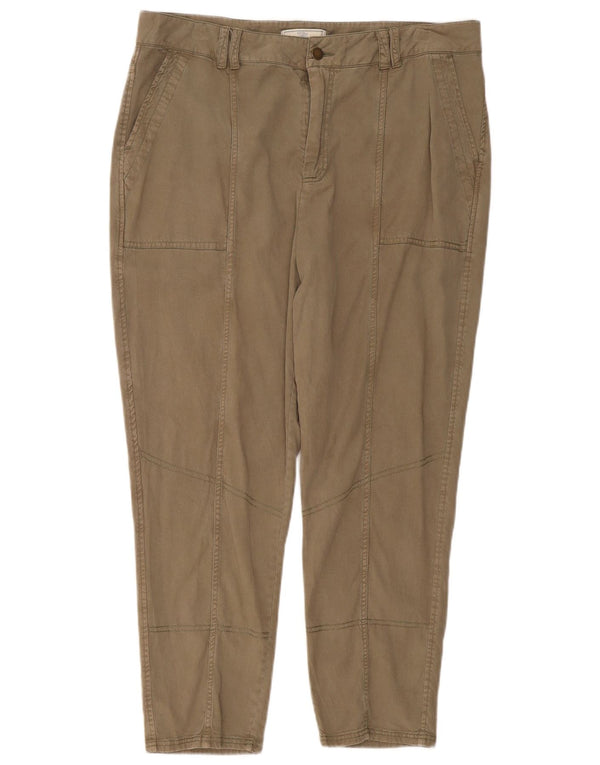 Fat Face Damen-Hose mit hoher Taille, kurz geschnitten, UK 16, Größe L, W36, L26, Khaki