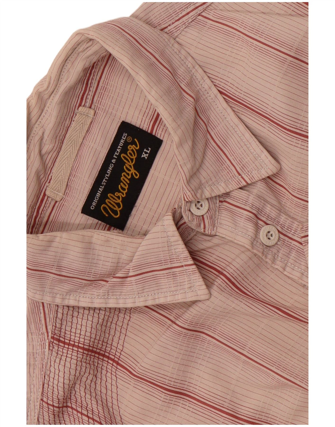 Wrangler Herren Kurzarmhemd XL Rosa gestreift