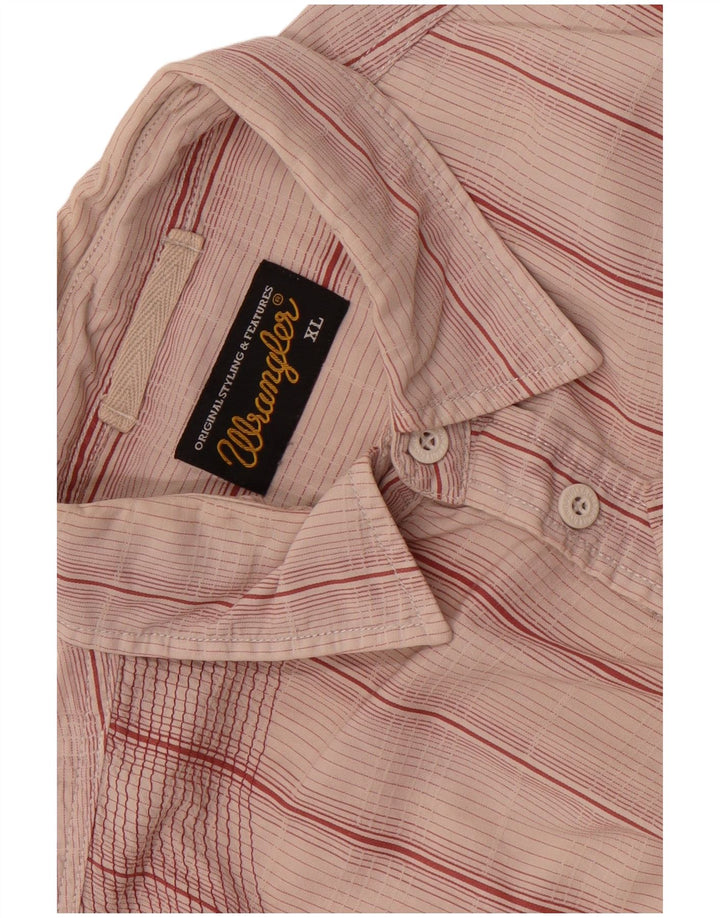Wrangler Herren Kurzarmhemd XL Rosa gestreift