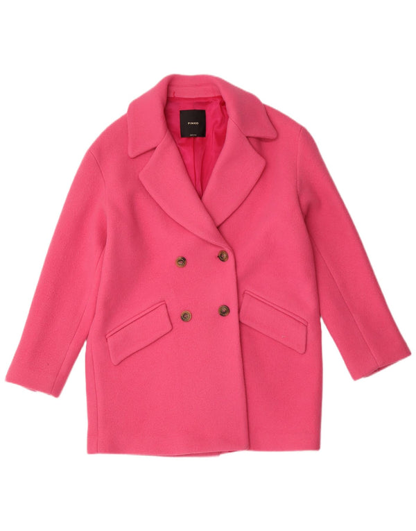 Pinko Damen Übergroßer zweireihiger Mantel UK 6 XS Rosa Wolle